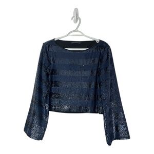 ZARA Navy Sequin Crop Top Sz Small